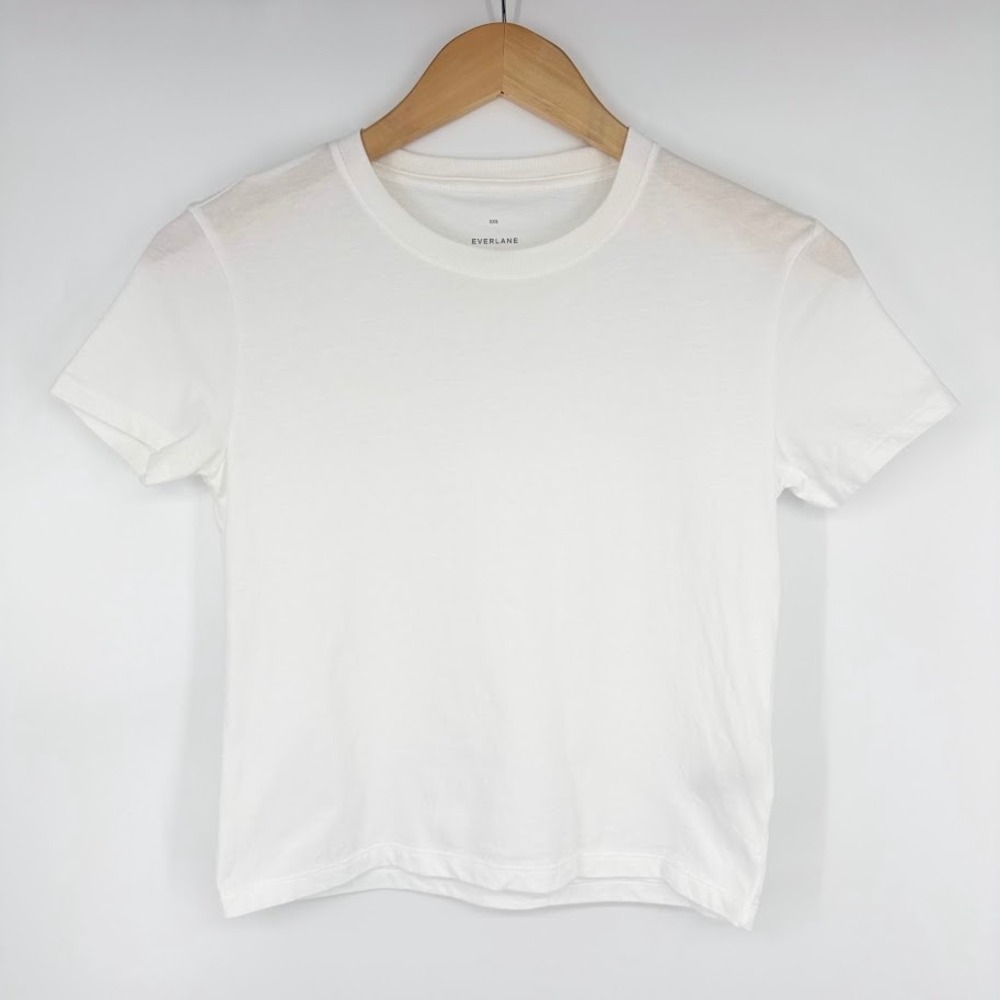 Everlane Box-Cut Tee Women XXS White Organic Essential Cotton Crop T-Shirt Basic